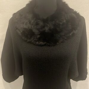 Bebe fur collar black sweater